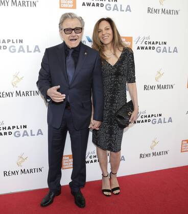 Harvey Keitel and actress Daphna Kastner arrive on the red carpet at the 44th Chaplin Award Gala honoring Robert De Niro at David H. Koch Theater at Lincoln Center on May 8, 2017 in New York City.  NYP20170508111 JOHNxANGELILLO