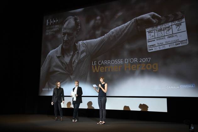 QUINZAINE DES REALISATEURS - Opening Ceremony - Werner Herzog receives the Carosse d Or Werner Herzog Cannes France  518502