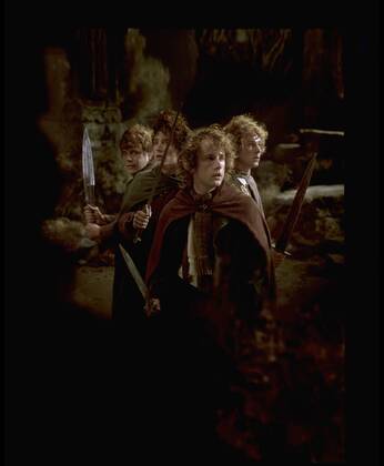 Newline Pictures Presents Lord of the Rings: The Fellowship of the Ring Billy Boyd, Dominic Monaghan, Elijah Wood, Sean Astin © 2002 New Line 30277_006