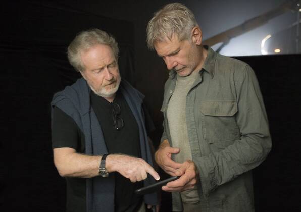 RELEASE DATE: October 6, 2017 TITLE: Blade Runner 2049 STUDIO: DIRECTOR: Denis Villeneuve PLOT: Thirty years after the events of the first film, a new blade runner, LAPD Officer K (Ryan Gosling), unearths a long-buried secret that has the potential to plunge what s left of society into chaos. K s discovery leads him on a quest to find Rick Deckard (Harrison Ford), a former LAPD blade runner who has been missing for 30 years STARRING: Ridley Scott, Harrison Ford on set. (Credit: Entertainment Pictures ZUMAPRESS.com) Budapest Hungary - ZUMAg90_ 20170331_shx_g90_666 Copyright: xColumbiaxPicturesx