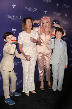June 22, 2017 - New York, N.Y, USA - NANCY PELOSI, her grandsons THOMAS and PAUL, and CYNDI LAUPER attend Logo s Trailblazer Honors .The Cathedral of St. John the Divine, NYC.June 22, 2017.Photos by , Globe Photos Inc. New York USA - ZUMAms4_ 20170622_zaa_ms4_001 Copyright: xSoniaxMoskowitzx