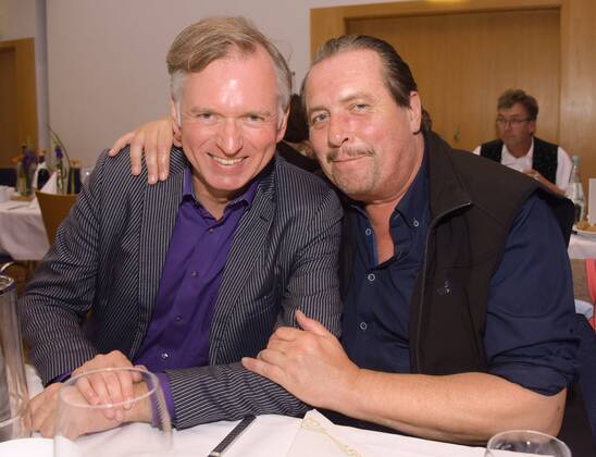 Verleihung des Oberbayerischen Kulturpreises an Bettina Mitterndorfer und Spider Murphy Gang im Bürgerhaus Haar am 2. Juli 2017 li. Christian Springer mit Andreas Giebel