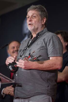 Fernando Sokolowicz, producer of El Ciudadano Ilustre receive best film public award during press conference with the honorific award of Platinos Awards 2017 in Madrid, July 21, 2017. Spain.  (20170721060)