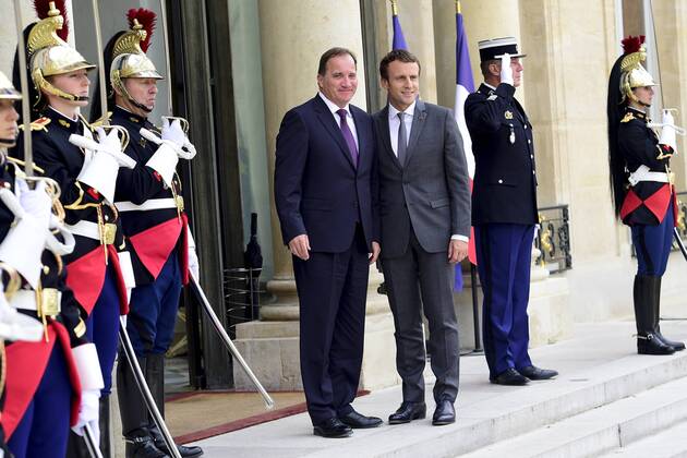 Bilder des Tages Emmanuel Macron - president de la Republique Stefan LOFVEN - Premier ministre du Royaume de Suede NEWS : rencontre Macron Lofven - Elysee - 31 07 2017 JBAutissier Panoramic