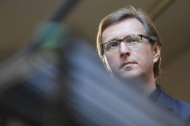 General director of De Munt - La Monnaie theatre Peter de Caluwe holds a press conference during a visit to the renovated Koninklijke Muntschouwburg - Theatre Royal de la Monnaie opera house, in Brussels, Tuesday 29 August 2017.  THIERRYxROGE 05154307