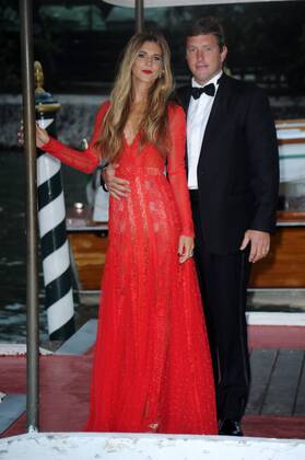 74th Venice Film Festival, Celebrities arrive at Excelsior pier to attend The Franca Sozzani Award - 47th Venice Film Festival Pictured: Nicoletta Romanoff, Federico AlverÃ  Copyright: xAlbertoxTerenghi Veneziax2017x x xVeneziax