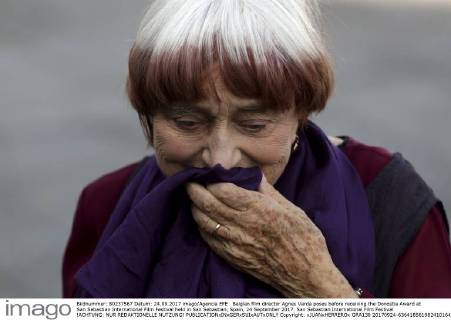Belgian film director Agnes Varda poses before receiving the Donostia Award at San Sebastian International Film Festival held in San Sebastian, Spain, 24 September 2017. San Sebastian International Film Festival !ACHTUNG: NUR REDAKTIONELLE NUTZUNG!  Copyright: xJUANxHERREROx GRA130 20170924-636418561982410164