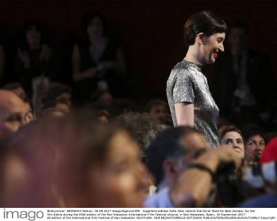 Argentine actress Sofia Gala collects the Silver Shell for Best Actress, for the film Alanis during the 65th edition of the San Sebastian International Film Festival closure, in San Sebastian, Spain, 30 September 2017. 65 edition of the International Film Festival of San Sebastian !ACHTUNG: NUR REDAKTIONELLE NUTZUNG!  Copyright: xJavierxEtxezarretax GRA303 20170930-636424101658988784