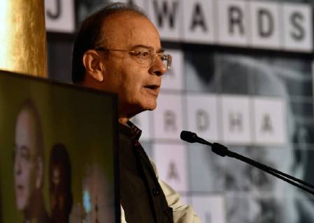 MUMBAI, INDIA - OCTOBER 28: Finance Minister and Minister of Corporate Affairs Arun Jaitley during the 40th Jamnalal Bajaj Foundation Awards at The Taj Mahal Palace Hotel, on October 28, 2017 in Mumbai, India. Every year, these awards of the Foundation are given to honor and encourage the unprecedented contributions of individuals towards the upliftment and development of the society, rural community and the nation, at large. (Photo by Kunal Patil Hindustan Times ) Finance Minister Arun Jaitley Attends 40th Jamnalal Bajaj Foundation Awards