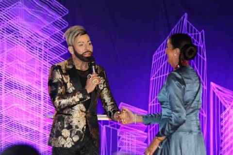 10.11.2017 Frankfurt am Main, Fraport-Arena FRANKfurtstyleaward Gala Talent-Contest Fashion and Design Modedesigner Harald Glööckler und Hannemie Stitz-Krämer President & Founder of FRANKFURT STYLE AWARD