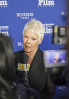 November 30, 2017 - Santa Barbara, California, USA - Academy Award winner DAME JUDI DENCH is interviewed on the red carpet before receiving the 12th annual Kirk Douglas Award for Excellence in Film. The award goes to a lifelong contributor to cinema through work in front of the camera, behind, or both. Past honorees include Warren Beatty, Jane Fonda, Jessica Lange, Forest Whitaker, Robert DeNiro, Michael Douglas, Harrison Ford, Quentin Tarantino, Ed Harris, and John Travolta. Proceeds from the black-tie event support the Santa Barbara International Film Festivals education programs. Santa Barbara USA - ZUMAh13_ 20171130_zaf_h13_007 Copyright: xPJxHellerx