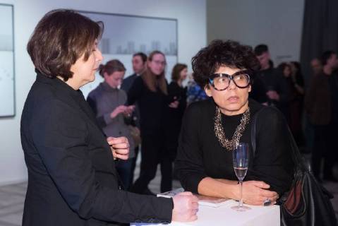 MOSCOW, RUSSIA - DECEMBER 15, 2017: The founding director of the Institute of Contemporary Art in Sofia, research fellow at the National Gallery for Foreign Art, Iara Bubnova (R) before the 11th Kandinsky Prize ceremony at the Udarnik Cinema. Sergei Bobylev TASS  TS06D54A