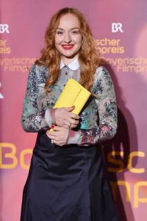 Brigitte HOBMEIER (Schauspielerin), Einzelbild,angeschnittenes Einzelmotiv,Halbfigur,halbe Figur. Bayerischer Filmpreis 2018-Red Carpet,Roter Teppich,am 19.01.2018 im Prinzregententheater in Muenchen.