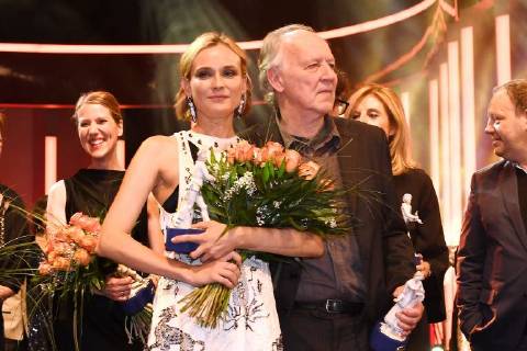 Die beiden Preisträger Diane Kruger und Werner Herzog bei der Verleihung Bayerischer Filmpreis 2018 am 19.01.2018 im Prinzregententheater in München Bayerischer Filmpreis 2018 in Muenchen