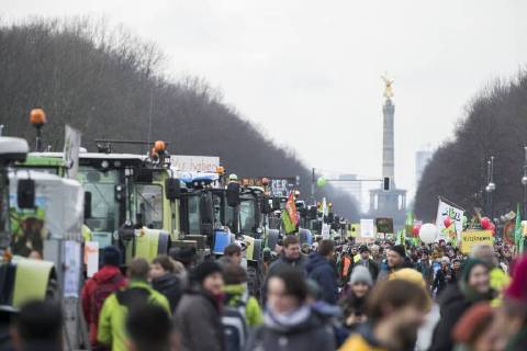 Themen der Woche Menschen nehmen der Demonstration Wir haben es satt in Berlin am 20. Januar 2018 teil. in Berlin