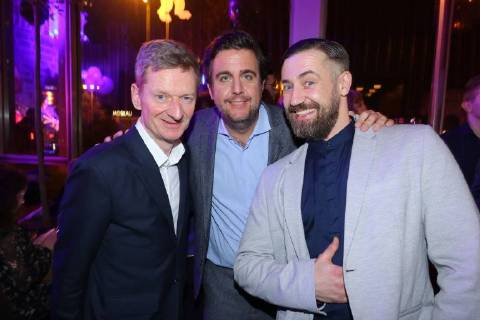 Michael Kessler + Bastian Pastewka + Buerger Lars Dietrich bei der Amazon-Prime Filmpremiere zu - Pastewka - im Kino International, Karl-Marx-Allee, Berlin Copyright imago stock&people GmbH Tinkeres Datum: 23.01.2018 Film Pastewka