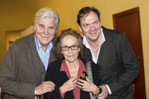 Peter Simonischek, Nicola Lubitsch und Charly Hübner bei der 60. Verleihung vom Ernst-Lubitsch-Preis 2018 im Kino Babylon. Berlin, 28.01.2018