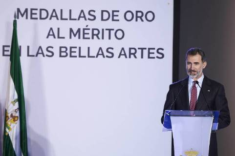 06-02-2018 Spain Queen Letizia and King Felipe during the presentation of the Golden Medals to the Fine Arts Merit at the Centre Pompidou in Malaga No Spain  Copyright: xPPE THORTONx