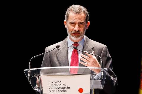 Bilder des Tages Spain s King Felipe VI delivers his speech during the 2017 Design and Innovation Awards handover ceremony in Madrid, Spain, 12 February 2018. The Design and Innovation Awards are given by Spanish Economy, Industry and Competitiveness Ministry. Royal Couple chairs Design and Innovation Awards ceremony !ACHTUNG: NUR REDAKTIONELLE NUTZUNG!  Copyright: xEmilioxNaranjox GRAF9736 20180212-636540399550792673