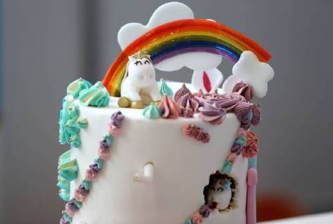 Erfurt - Thüringenausstellung 27.02.18 , Erfurt, Messehalle, Thüringen-Ausstellung, im Bild: Torte Thema Einhorn Kindergeburtstag Motivtorte Feature Symbol symbolisch