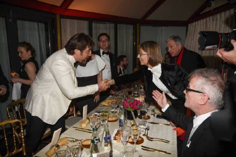 Französischer Filmpreis Cesar - After Party 43eme ceremonie des CESAR. Fouquets. 43the movie CESAR awards. After party at Fouquets restaurant on Champs Elysees. 224660 2018-03-02 Salle Pleyel Paris France Costa-Gavras, Constantin; Bardem, Javier; Frémaux, Thierry; Nyssen, Francoise  Copyright: xArnal-Degunx STAR_224660_026