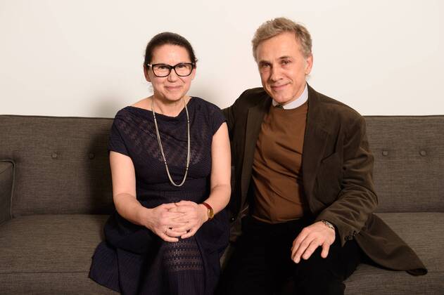 March 2, 2018 - Beverly Hills, California, U.S. - ILDIKO ENYEDI director of the Oscar nominated foreign film On Body and Soul (Hungary), with presenter CHRISTOPH WALTZ at the reception for the Foreign Language Film Award category for the 90th Oscars on Friday. Beverly Hills U.S. - ZUMAz03_ 20180302_shf_z03_198 Copyright: xPhilxMcCartenx