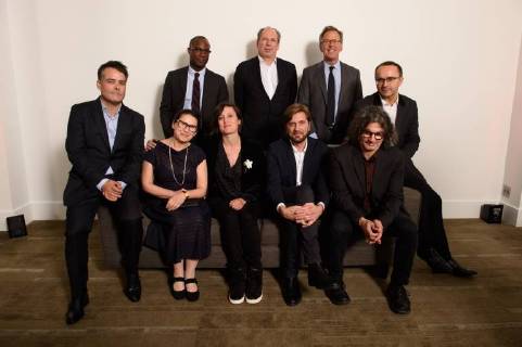 March 2, 2018 - Beverly Hills, California, U.S. - Front row: Sebastian Lelio, director of the Oscar nominated foreign film A Fantastic Woman; Ildiko Enyedi director of the Oscar nominated foreign film On Body and Soul (Hungary); presenter Rachel Morrison; Ruben Ostlund, director of the Oscar nominated foreign film The Square (Sweden); Ziad Doueiri, director of the Oscar nominated foreign film The Insult (Lebanon); Back row: Presenter Barry Jenkins, presenter Hans Zimmer, Academy governor Marchk Johnson and Andrey Zvyagintsev, director of the Oscar nominated foreign film Loveless (Russia) at the reception for the Foreign Language Film Award category for the 90th Oscars on Friday. Beverly Hills U.S. - ZUMAz03_ 20180302_shf_z03_205 Copyright: xPhilxMcCartenx