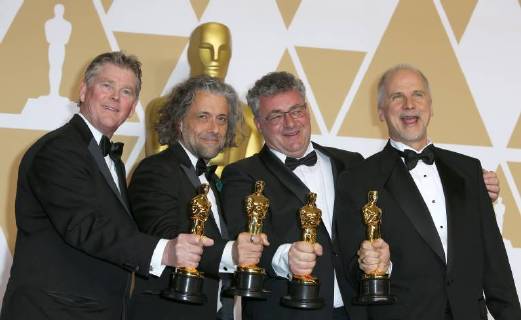 Richard R. Hoover, Paul Lambert, Gerd Nefzer and John Nelson win the Oscar in Visual Effects for Blade Runner 2049 during the 90th Annual Academy Awards (Oscars) at Hollywood & Highland Centre in California. MARCH 4th 2018 MTXx18423