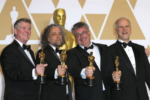 Richard R. Hoover, Paul Lambert, Gerd Nefzer and John Nelson win the Oscar in Visual Effects for Blade Runner 2049 during the 90th Annual Academy Awards (Oscars) at Hollywood & Highland Centre in California. MARCH 4th 2018 MTXx18423