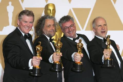 Richard R. Hoover, Paul Lambert, Gerd Nefzer and John Nelson win the Oscar in Visual Effects for Blade Runner 2049 during the 90th Annual Academy Awards (Oscars) at Hollywood & Highland Centre in California. MARCH 4th 2018 MTXx18423