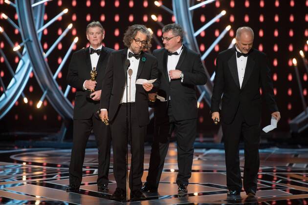 Richard R. Hoover, Paul Lambert, Gerd Nefzer and John Nelson accept the Oscar for Achievement in visual effects, for work on Blade Runner 2049 during the live ABC Telecast of The 90th Oscars® at the Dolby® Theatre in Hollywood, CA on Sunday, March 4, 2018. Copyright: xAaronxPoolex 33546_501PLX