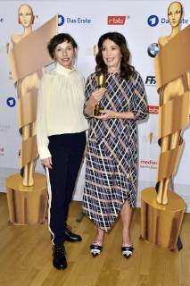 Meret Becker und Iris Berben beim Fototermin anlässlich der Nominierungspressekonferenz zum Deutschen Filmpreis 2018 in der Deutschen Kinemathek. Berlin, 14.03.2018