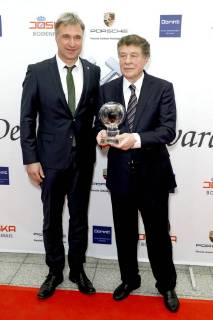 Marco Bode und Otto Rehhagel bei der 13. Verleihung der Steiger Awards in der Alten Kaue der Zeche Hansemann. Dortmund, 17.03.2018