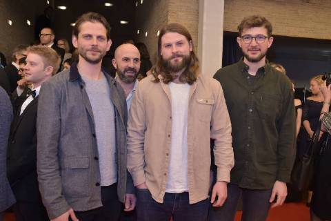 Mighty Oaks, Craig Sauders, Ian Hopper ( Frontsaenger), Claudio Donzelli beim 16. Deutschen Hoerfilmpreis im Kino International in Berlin am 20.03.2018