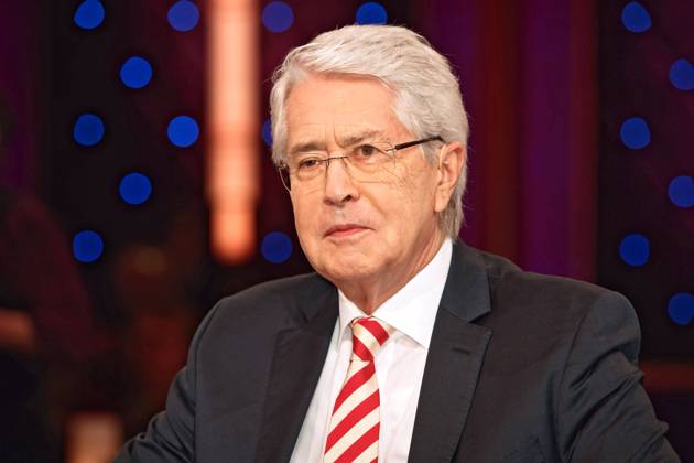 MDR - Riverboat. Moderator Frank Elstner anläßlich der Aufzeichnung der MDR - Talkshow Riverboat am 23.03.2018 im Studio 3 der Mediacity Leipzig.