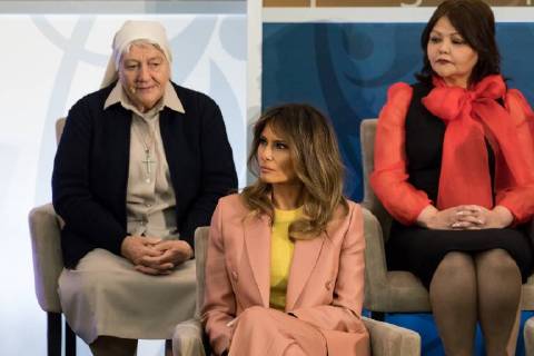 March 23, 2018 - Washington, DC, United States - U.S. First Lady Melania Trump (Center), attended the annual International Women of Courage (IWOC) Awards honoring 10 extraordinary women from around the world. At the U.S. Dept. of State, on Friday, March 23, 2018. Washington United States  - ZUMAn230 20180323_zaa_n230_663 Copyright: xCherissxMayx