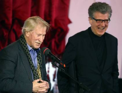 MOSCOW, RUSSIA â€“ MARCH 27, 2018: Actors Ivan Krasko (L) and Igor Kostolevsky at a ceremony to present the 2018 Golden Mask awards for outstanding contribution to theatre, at the Bolshoi Theatre. Vyacheslav Prokofyev TASS  TS079917
