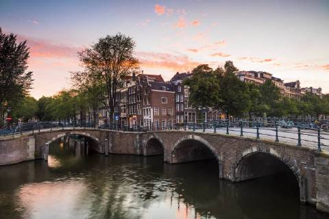 A bridge over the Keizersgracht Canal, Amsterdam, Netherlands, Europe Copyright: KavxDadfar 1207-118