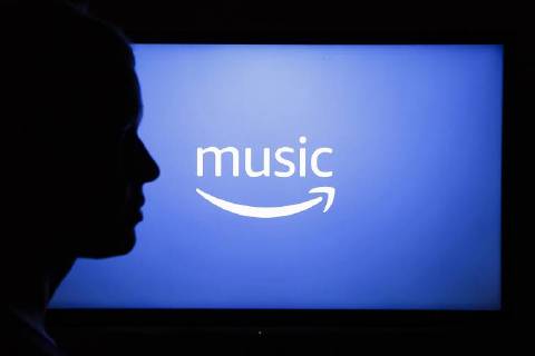 Das Logo des Musik Streaming Dienstes Amazon Music wird auf einem Bildschirm angezeigt. Berlin, 05.04.2018. Berlin Deutschland