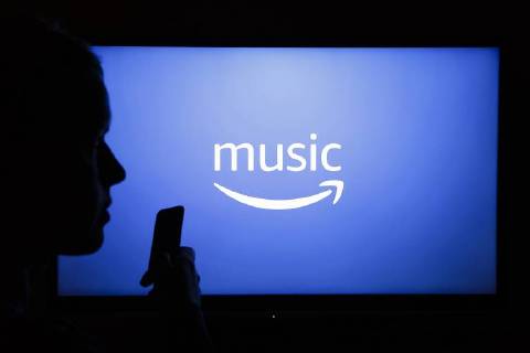 Das Logo des Musik Streaming Dienstes Amazon Music wird auf einem Bildschirm angezeigt. Berlin, 05.04.2018. Berlin Deutschland