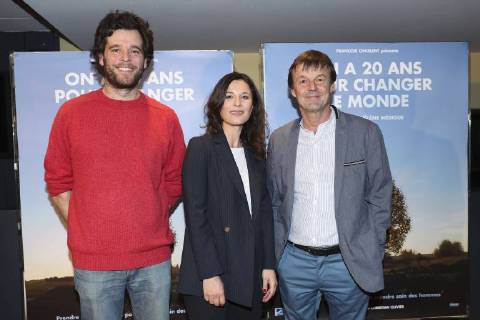 Maxime de Rostolan ( acteur et coordinateur projet Ferme d Avenir ) Helene Medigue et Nicolas Hulot CELEBRITES : Avant Premiere On a 20ans pour changer le monde - Paris - 06 04 2018 GwendolineLeGoff Panoramic 