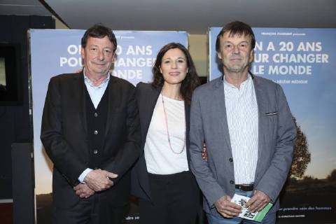 Francois Charlent Helene Medigue Nicolas Hulot CELEBRITES : Avant Premiere On a 20ans pour changer le monde - Paris - 06 04 2018 GwendolineLeGoff Panoramic 
