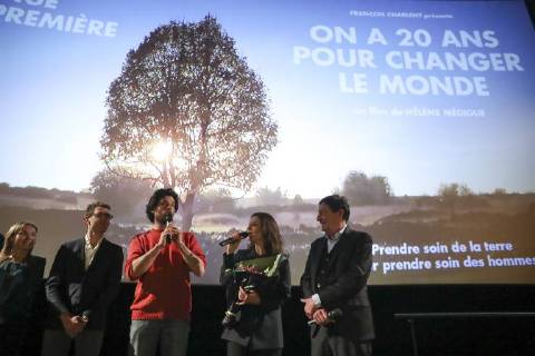 Maxime de Rostolan ( acteur et coordinateur projet Ferme d Avenir ) Helene Medigue Francois Charlent CELEBRITES : Avant Premiere On a 20ans pour changer le monde - Paris - 06 04 2018 GwendolineLeGoff Panoramic 
