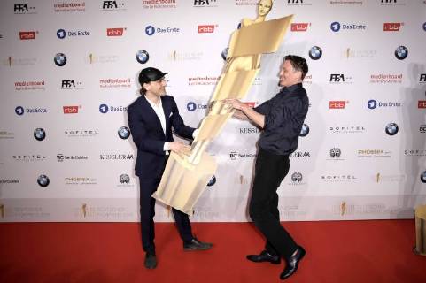 Franz Rogowski und Oliver Masucci beim Nominiertenabend zum Deutschen Filmpreis 2018 im BMW Haus am Kurfürstendamm. Berlin, 07.04.2018