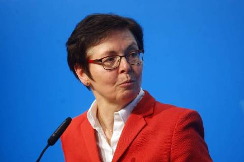 10.04.2018, Erfurt Regierungsmedienkonferenz Thüringen Finanzministerin Heike Taubert mit der Bilanz der Finanzämter für das Jahr 2017. Am Ende der Konferenz gab sie ein Statement zur Grunsteuerentscheidung am Bundesverfassungsgerichthof in Karlsruhe