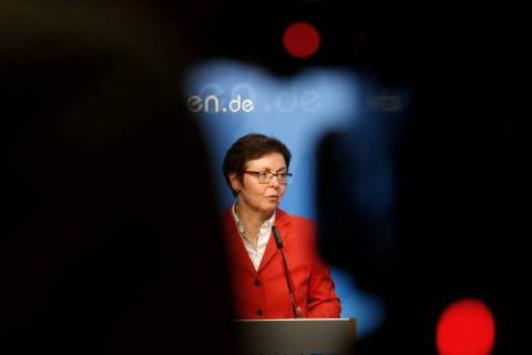 10.04.2018, Erfurt Regierungsmedienkonferenz Thüringen Finanzministerin Heike Taubert mit der Bilanz der Finanzämter für das Jahr 2017. Am Ende der Konferenz gab sie ein Statement zur Grunsteuerentscheidung am Bundesverfassungsgerichthof in Karlsruhe