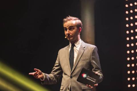 Jan Böhmermann (Moderator) beim Deutschen Digital Award 2018 des Bundesverbands der Digital Wirtschaft (BVDW) am 26.04.2018 in Berlin