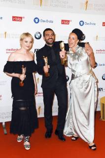 Jella Haase, Elyas M Barek und Katja Riemann bei der Verleihung des Deutschen Filmpreises 2018 in der Messe Berlin. Berlin, 27.04.2018
