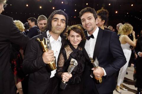 Fatih Akin, Nurhan Sekerci-Porst und Bora Dagtekin bei der Verleihung des Deutschen Filmpreises 2018 in der Messe Berlin. Berlin, 27.04.2018