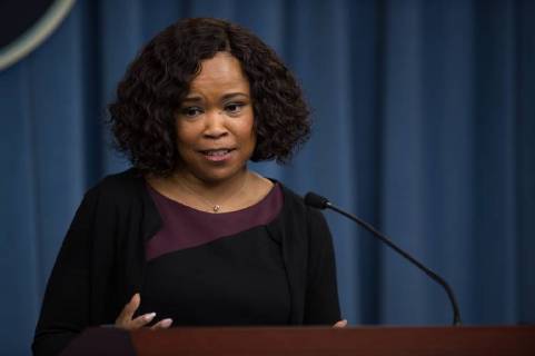 May 3, 2018 - Washington, District of Columbia, U.S. - The United States has protested to China after repeated instances of lasers interfering with U.S. military aircraft landing in Djibouti, chief Pentagon spokesperson DANA WHITE said here today. Chief Pentagon spokesperson Dana W. White conducts a news conference at the Pentagon. In her weekly news conference, White confirmed that two Air Force crewmen were slightly injured in one incident. Washington U.S. - ZUMAz03_ 20180503_sha_z03_322 Copyright: xDept.xofxDefensex